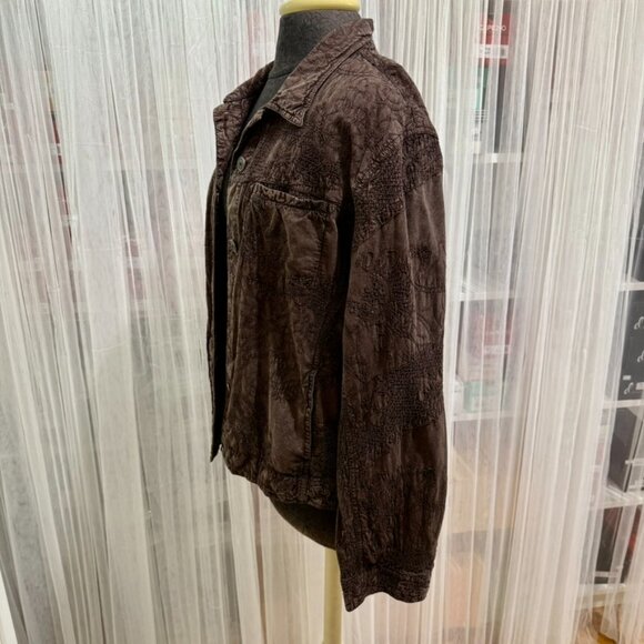 Chico’s Women’s Brown Floral Embroidered Button Front Jacket Size 2- Large - Picture 2 of 13